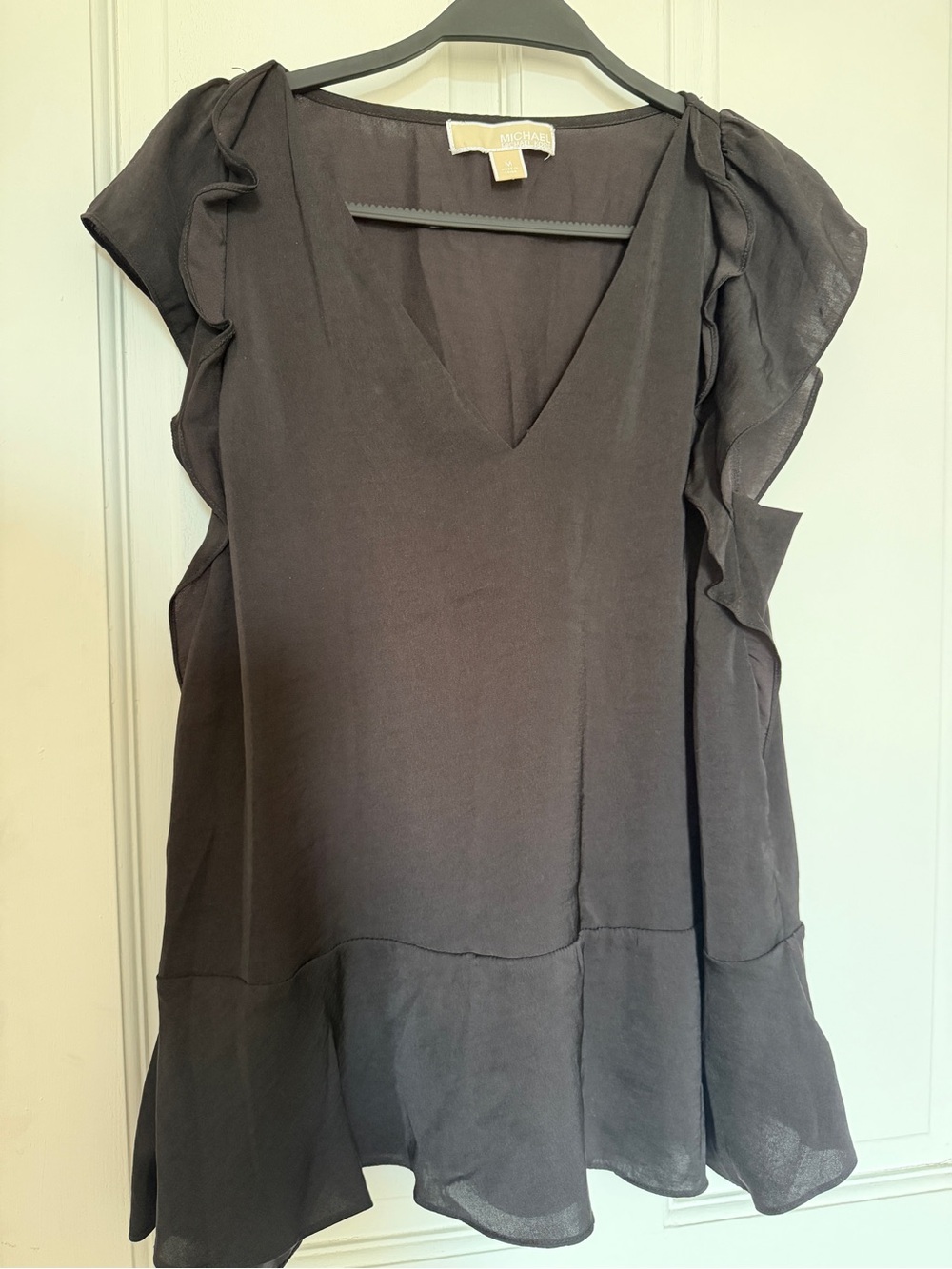 Michael Kors black Ruffle Cap-Sleeve Blouse